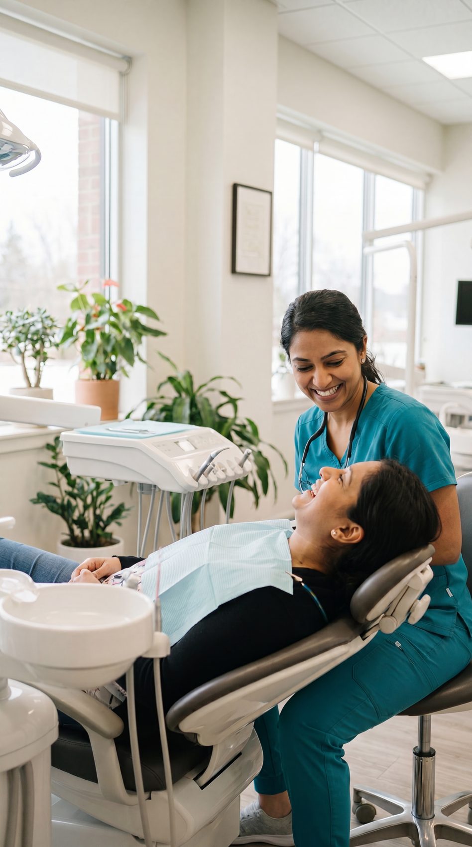 Dentist with happy patient